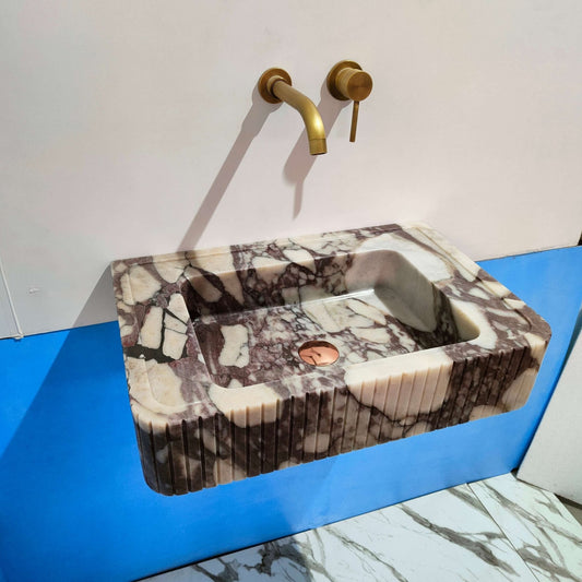 Bathroom sink viola marble, carve stone sink, calacatta marble basin, custom sink, vanity sink powder room sink wall sink console sink bath - Zeus Marble