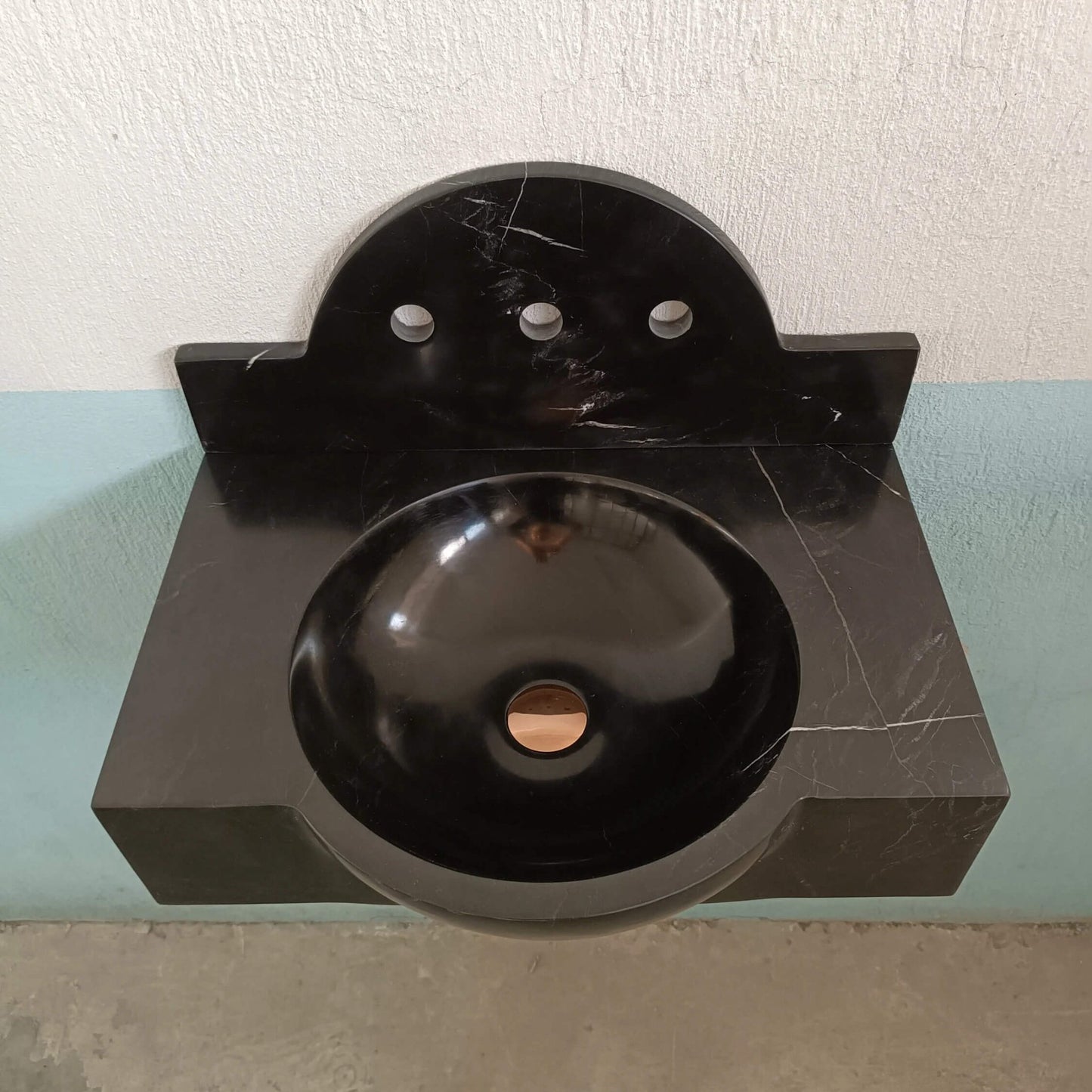 Black Marble sink, Bathroom Sink Backsplash, Custom Marble Basin, Wall Mount Sink, Powder Room Sink, Wall Hung Sink - Zeus Marble