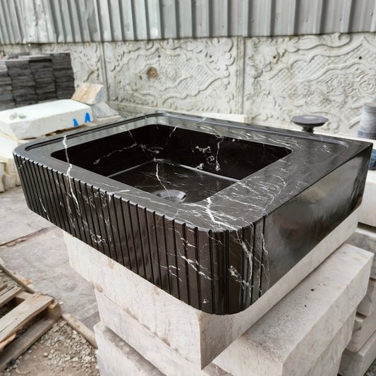 Black marble sink, stone sink, natural stone sink bathroom sink, wall - mounted washbasin, customizable marble sinks, wall mounted marble sink - Zeus Marble