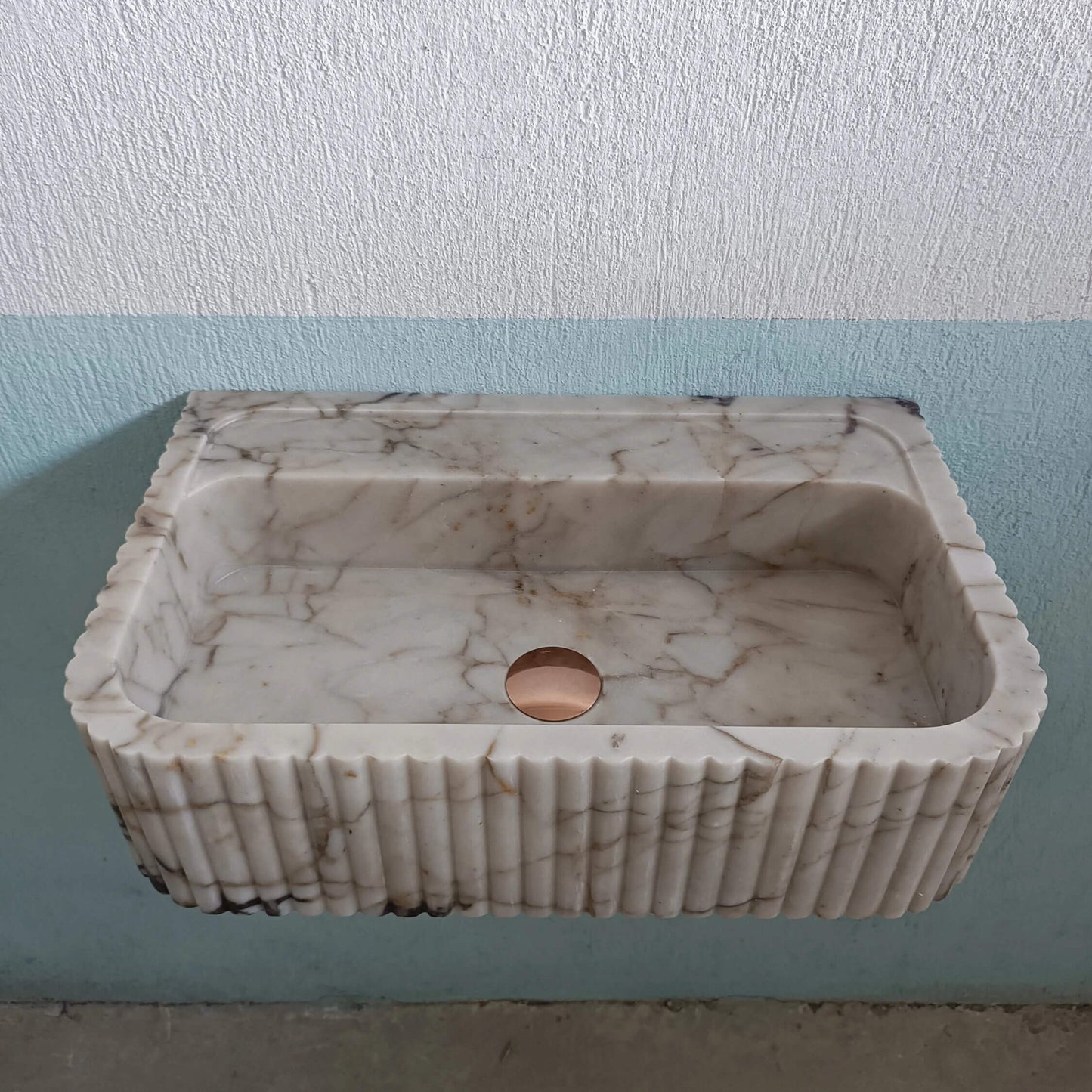 Calacatta Gold Marble Flute Custom Sink - Zeus Marble