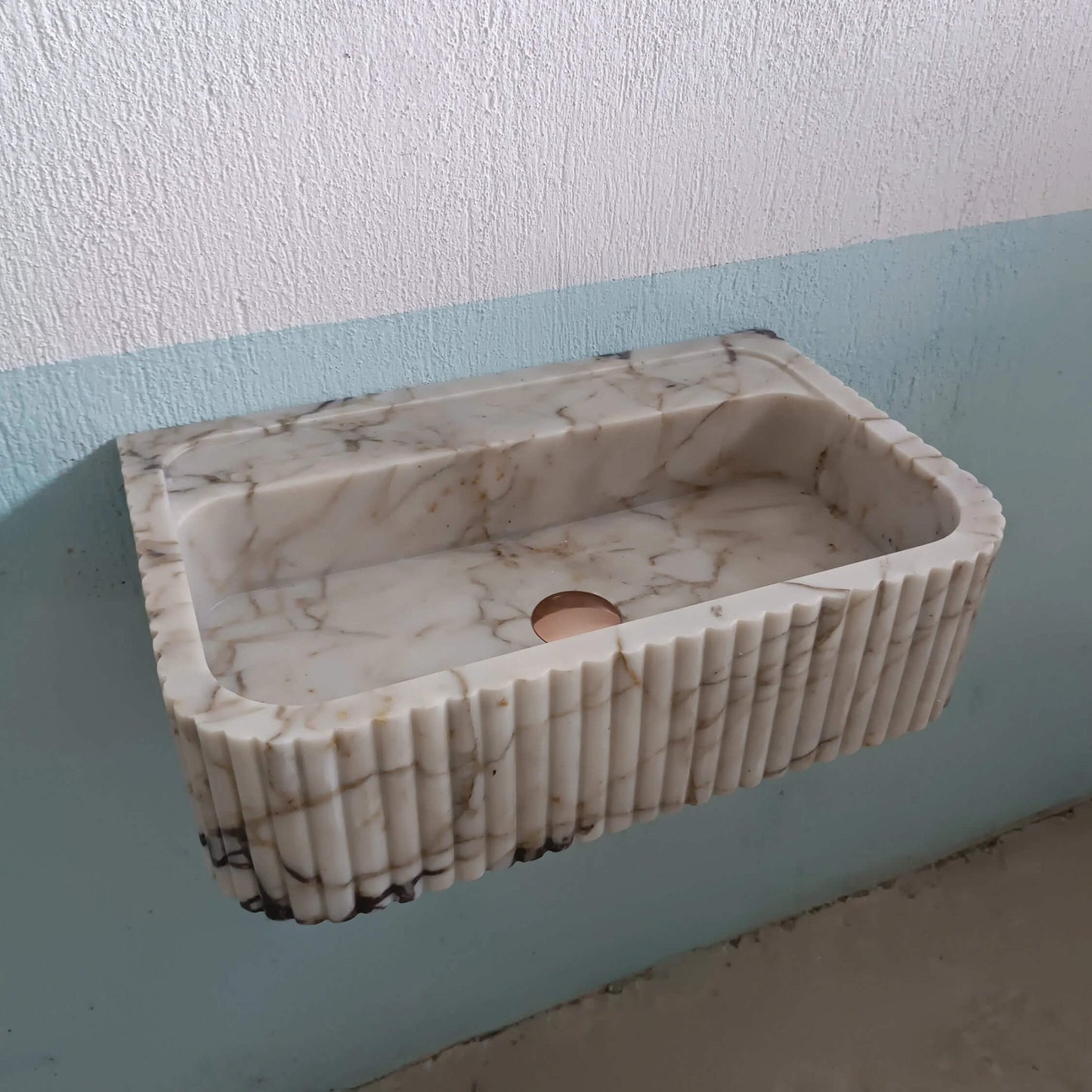 Calacatta Gold Marble Flute Custom Sink - Zeus Marble