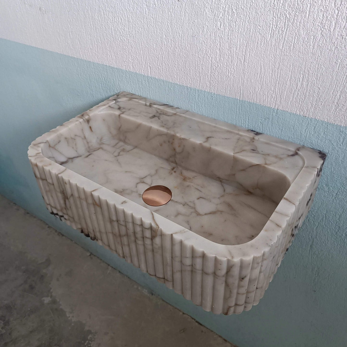 Calacatta Gold Marble Flute Custom Sink - Zeus Marble