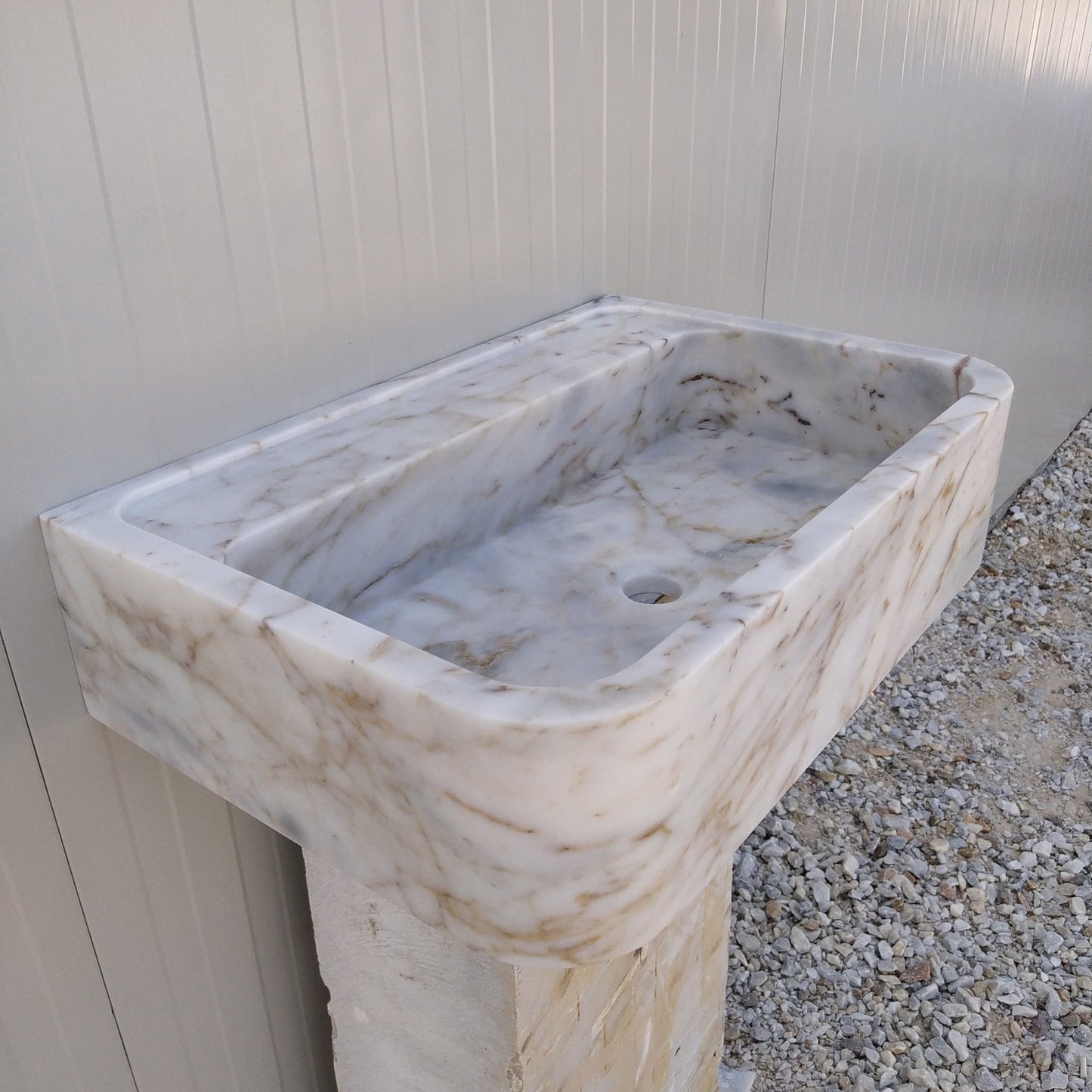 Calacatta Gold Sink, Wall Mount Vanity, Wall Hung Marble Sink, Gold Marble Vanity Sink, Stone Sink Wall Mount, Floating Stone Sink, Basin - Zeus Marble