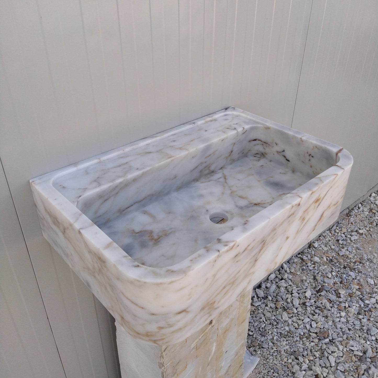 Calacatta Gold Sink, Wall Mount Vanity, Wall Hung Marble Sink, Gold Marble Vanity Sink, Stone Sink Wall Mount, Floating Stone Sink, Basin - Zeus Marble