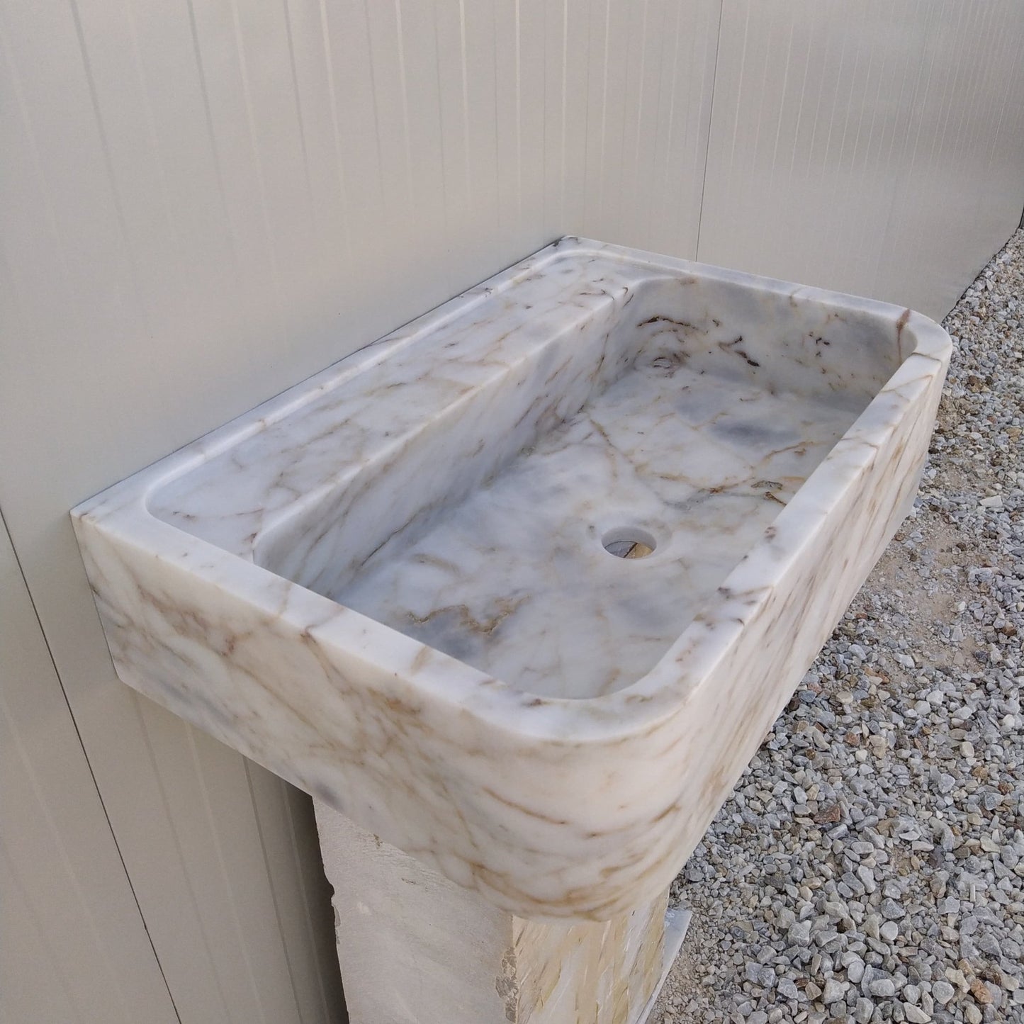 Calacatta Gold Sink, Wall Mount Vanity, Wall Hung Marble Sink, Gold Marble Vanity Sink, Stone Sink Wall Mount, Floating Stone Sink, Basin - Zeus Marble