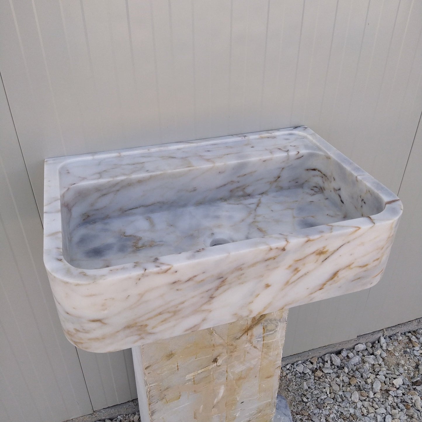 Calacatta Gold Sink, Wall Mount Vanity, Wall Hung Marble Sink, Gold Marble Vanity Sink, Stone Sink Wall Mount, Floating Stone Sink, Basin - Zeus Marble