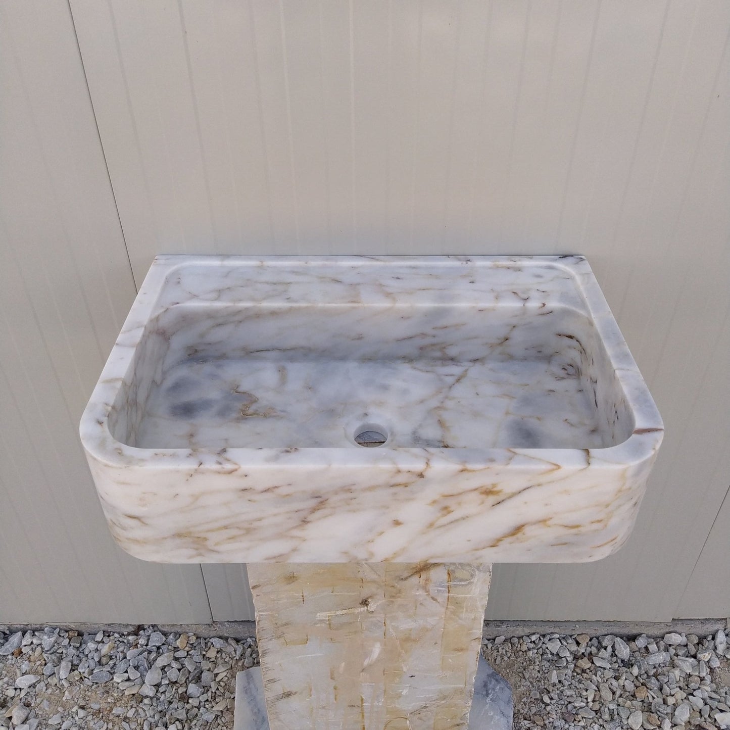 Calacatta Gold Sink, Wall Mount Vanity, Wall Hung Marble Sink, Gold Marble Vanity Sink, Stone Sink Wall Mount, Floating Stone Sink, Basin - Zeus Marble