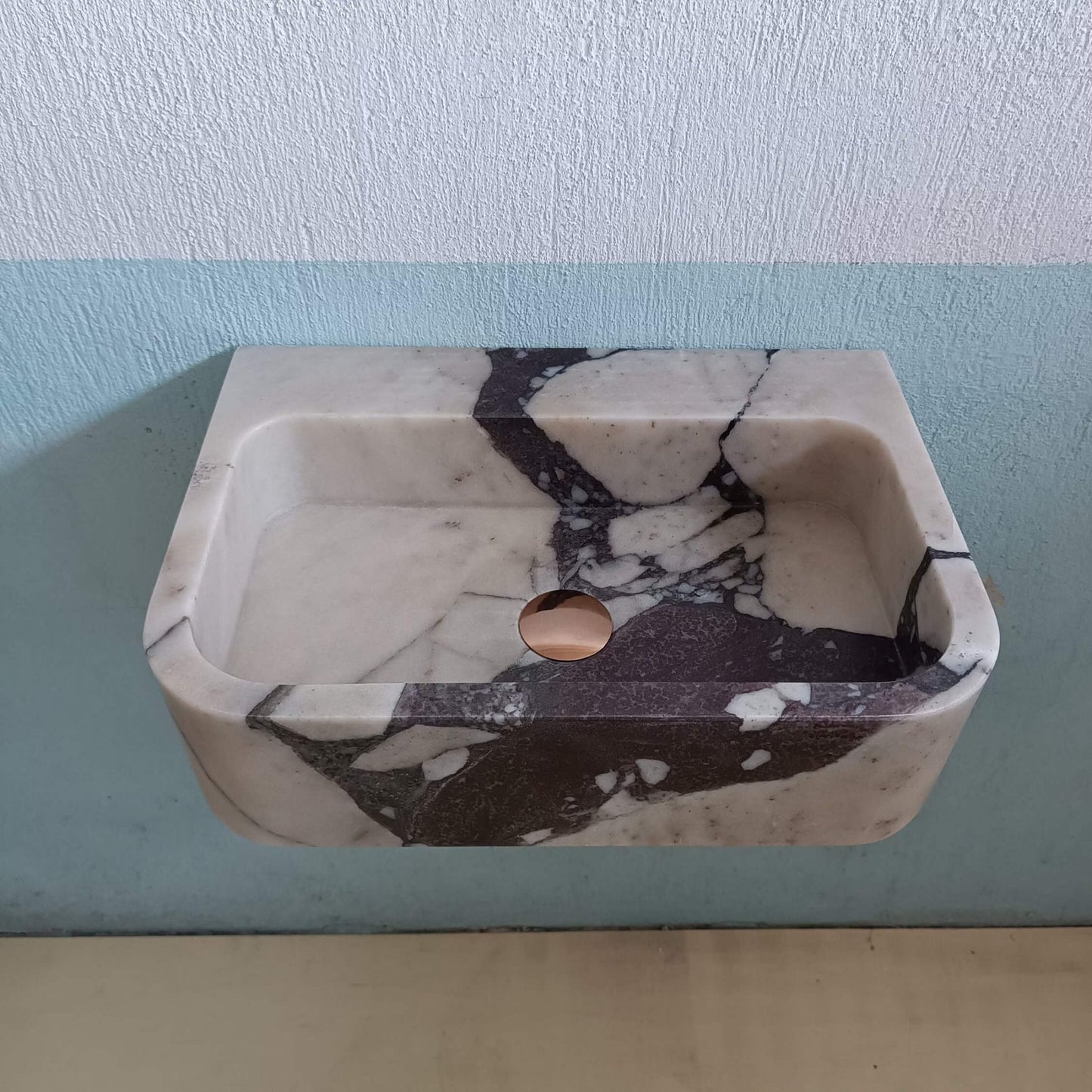 Calacatta Marble Sink, Marble Vanity Sink, Wall Mount Marble Sink, Custom Stone Sink, Marble Sink For Bathroom, Console Basin, Stone Sink - Zeus Marble