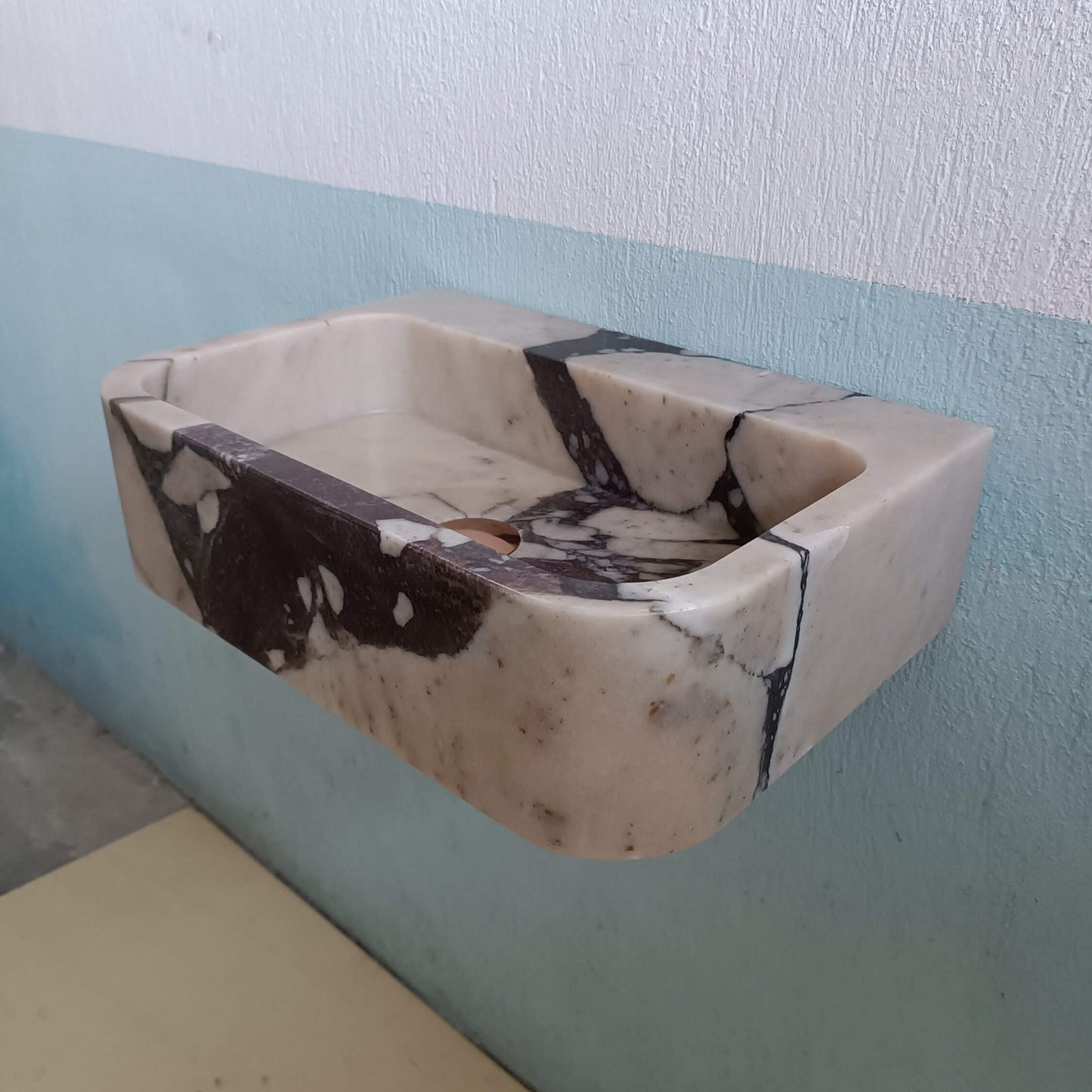 Calacatta Marble Sink, Marble Vanity Sink, Wall Mount Marble Sink, Custom Stone Sink, Marble Sink For Bathroom, Console Basin, Stone Sink - Zeus Marble