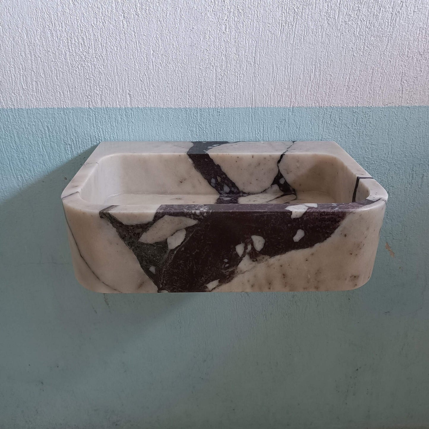 Calacatta Marble Sink, Marble Vanity Sink, Wall Mount Marble Sink, Custom Stone Sink, Marble Sink For Bathroom, Console Basin, Stone Sink - Zeus Marble