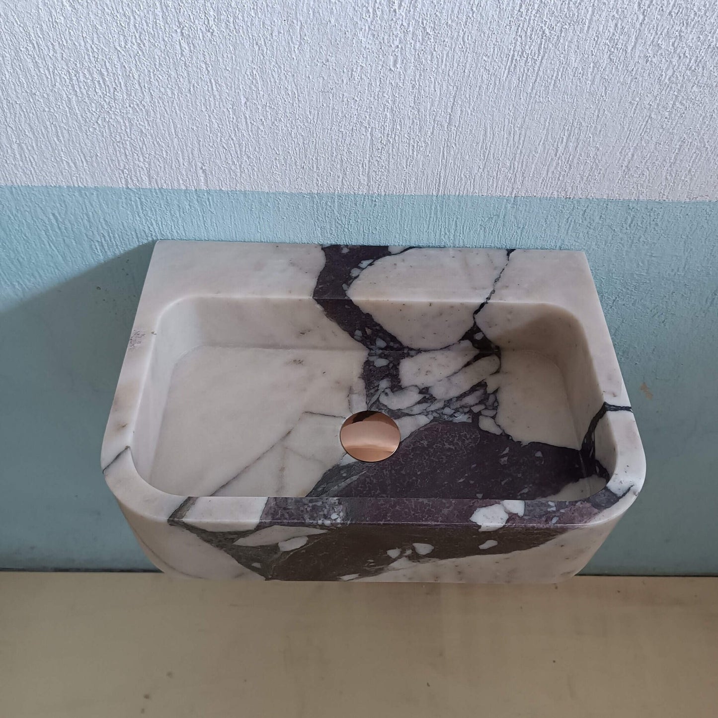 Calacatta Marble Sink, Marble Vanity Sink, Wall Mount Marble Sink, Custom Stone Sink, Marble Sink For Bathroom, Console Basin, Stone Sink - Zeus Marble