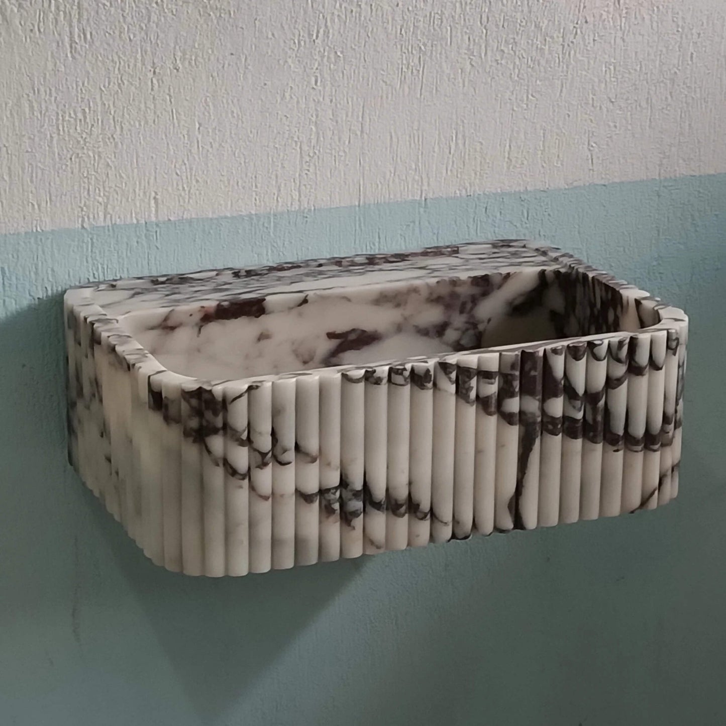 Calacatta Sink 24x16x8 Calacatta Viola Groove Sink, Viola Sink, Floating Vanity Sink, Marble Sink Flute, Marble Sink Powder Room, Farm Sink - Zeus Marble