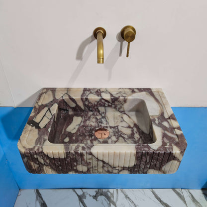 Bathroom sink viola marble, carve stone sink, calacatta marble basin, custom sink, vanity sink powder room sink wall sink console sink bath