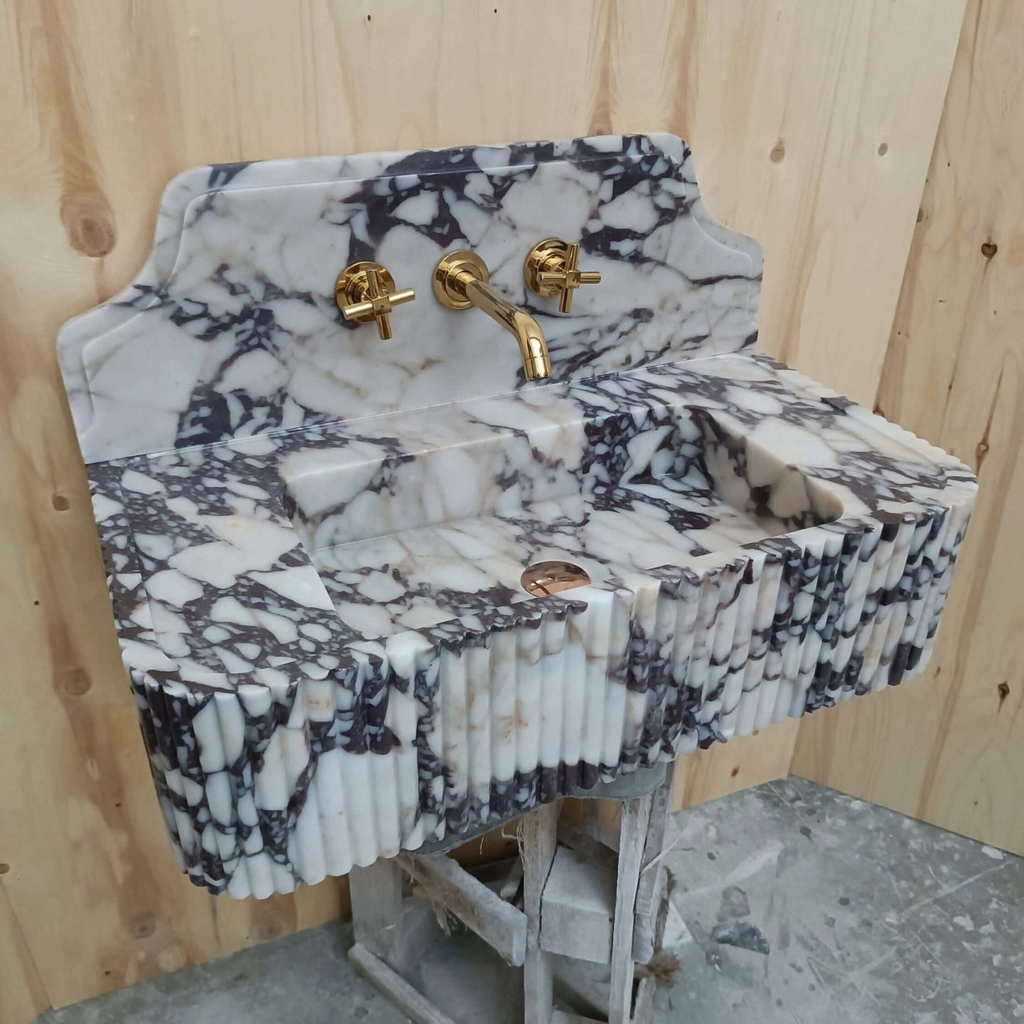 Calacatta Viola Sink, Luxury Marble Sink, Farmhouse Bathroom Vanity Sink, Elegant Viola Basin, Marble Sink Wall Mounted, Powder Room Vanity - Zeus Marble