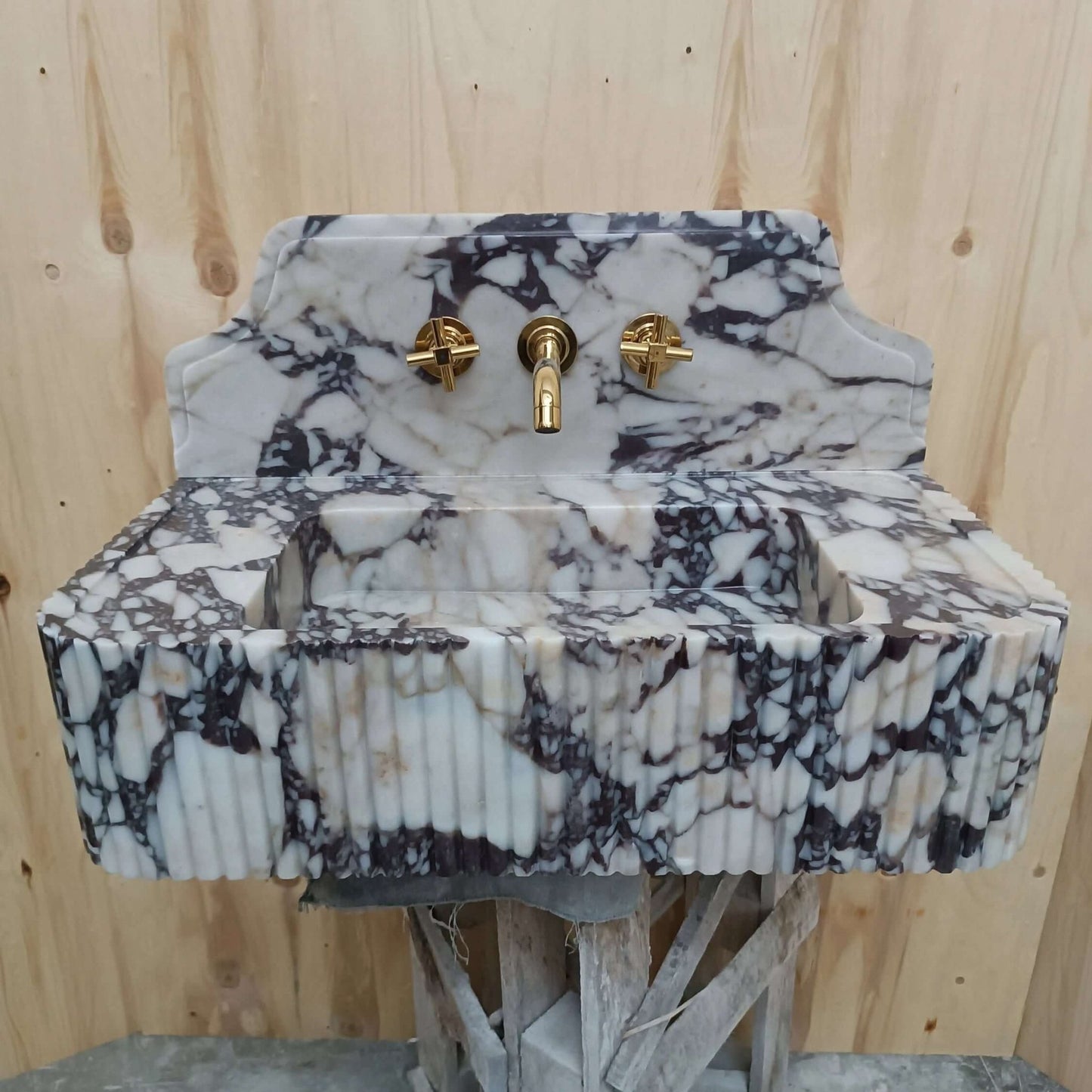 Calacatta Viola Sink, Luxury Marble Sink, Farmhouse Bathroom Vanity Sink, Elegant Viola Basin, Marble Sink Wall Mounted, Powder Room Vanity - Zeus Marble