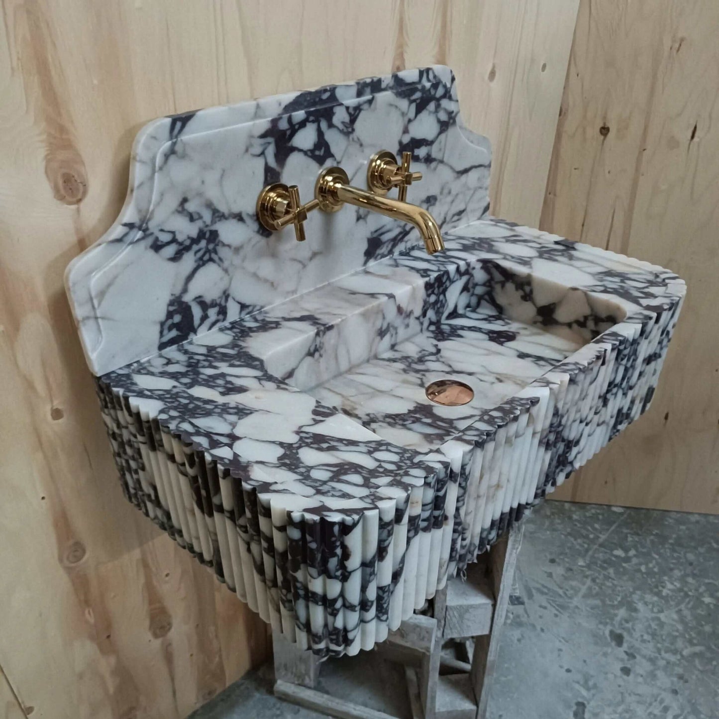 Calacatta Viola Sink, Luxury Marble Sink, Farmhouse Bathroom Vanity Sink, Elegant Viola Basin, Marble Sink Wall Mounted, Powder Room Vanity - Zeus Marble