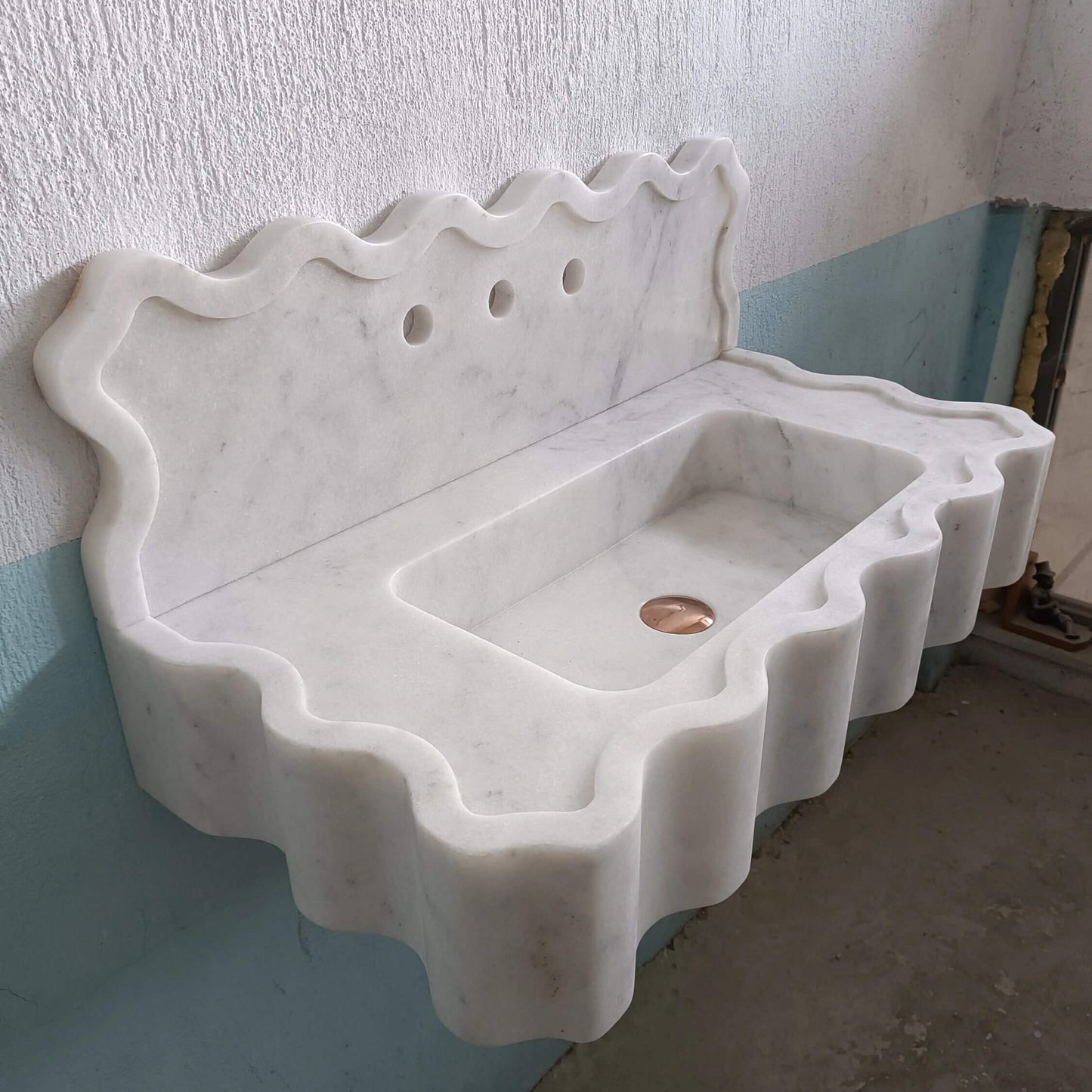 Carrara Marble Sink, White Stone Sink, Marble Sink Wall Mount, Stone Sink Vanity, Powder Room Sink, Marble Floating Sink, Sink Backsplash - Zeus Marble
