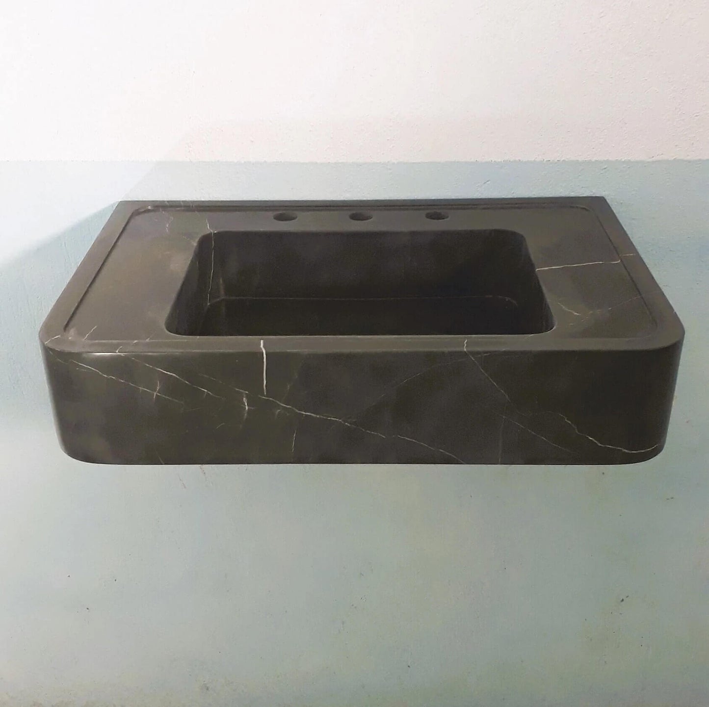 Marble sink, Bathroom sink, Stone sink, Black marble sink, Wall Mounted Bathroom Sink, Bathroom Console Basin, Vanity Top sink - Zeus Marble