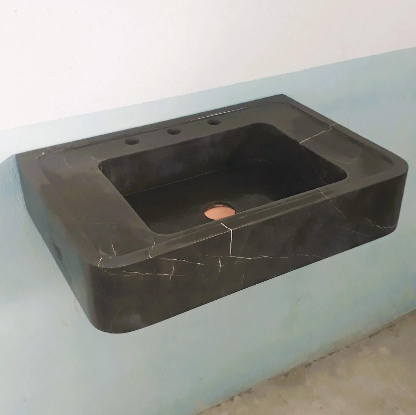 Marble sink, Bathroom sink, Stone sink, Black marble sink, Wall Mounted Bathroom Sink, Bathroom Console Basin, Vanity Top sink - Zeus Marble