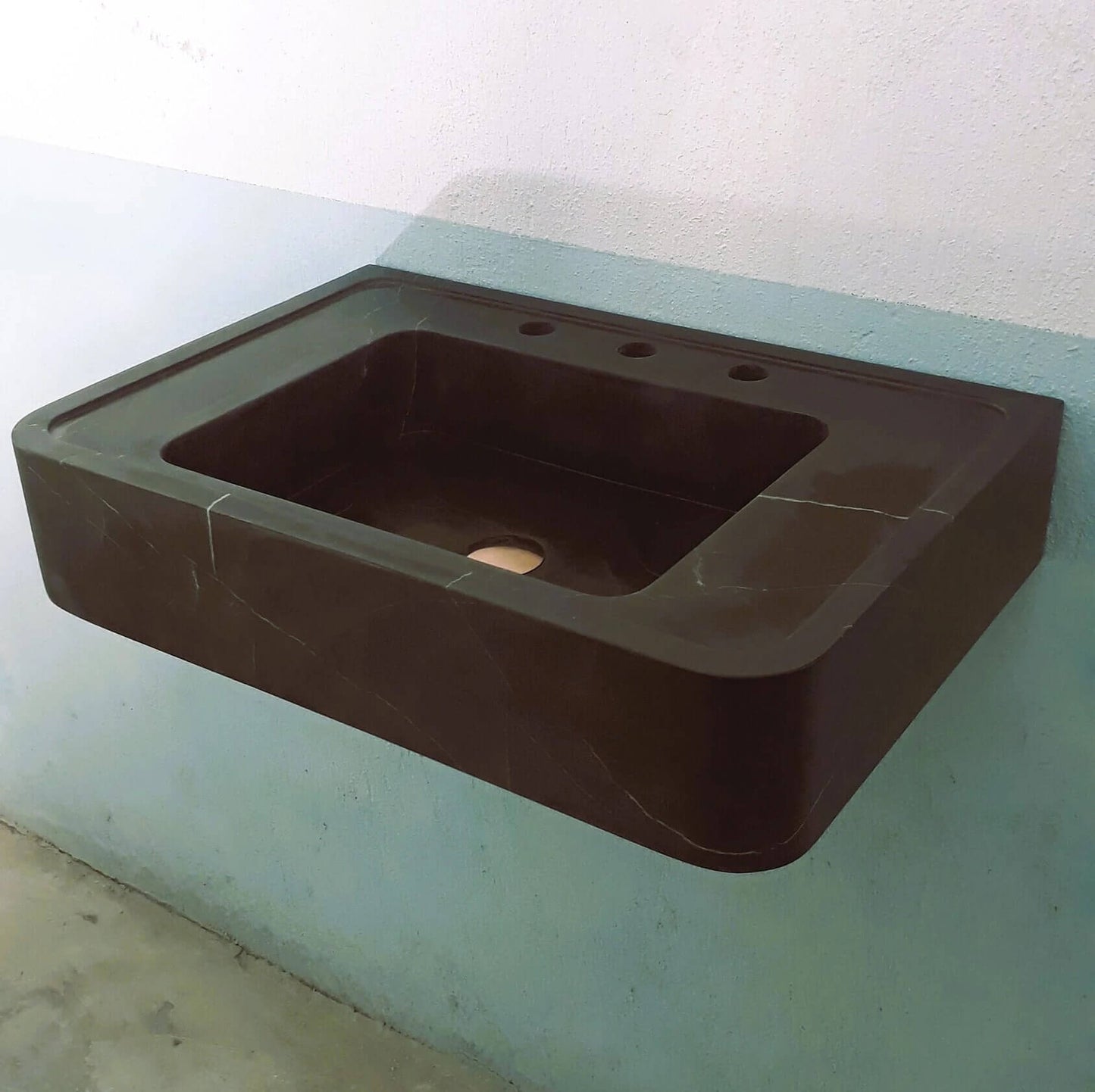 Marble sink, Bathroom sink, Stone sink, Black marble sink, Wall Mounted Bathroom Sink, Bathroom Console Basin, Vanity Top sink - Zeus Marble