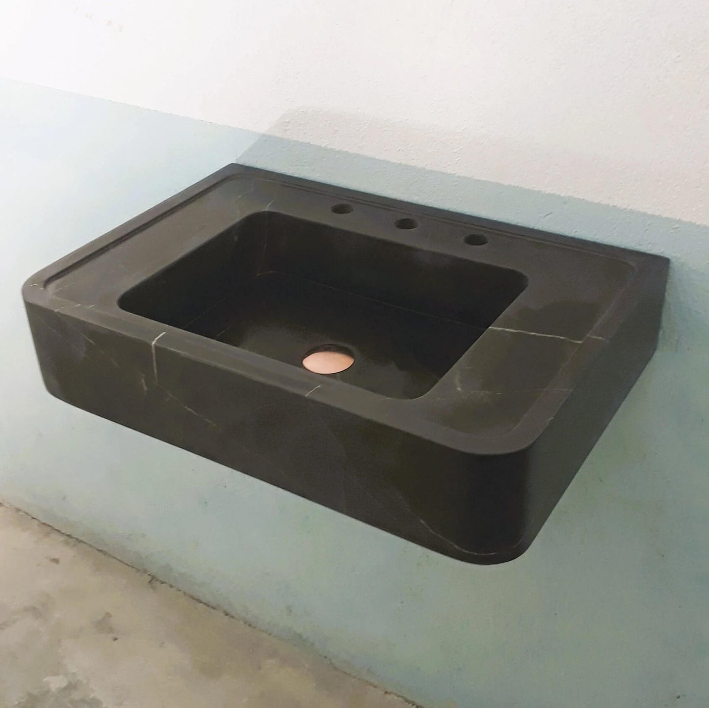 Marble sink, Bathroom sink, Stone sink, Black marble sink, Wall Mounted Bathroom Sink, Bathroom Console Basin, Vanity Top sink - Zeus Marble