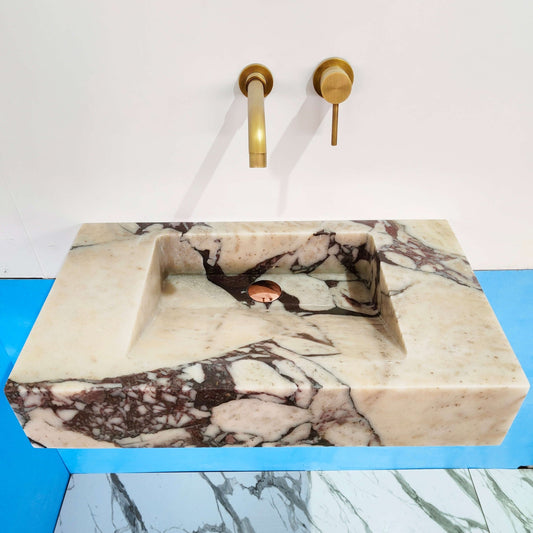 Marble sink, stone sink calacatta viola marble bathroom sinks, wall hung marble sink, soapstone sink vessel sink marble above counter sink - Zeus Marble