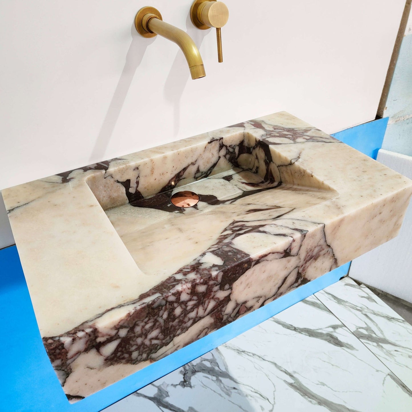 Marble sink, stone sink calacatta viola marble bathroom sinks, wall hung marble sink, soapstone sink vessel sink marble above counter sink - Zeus Marble