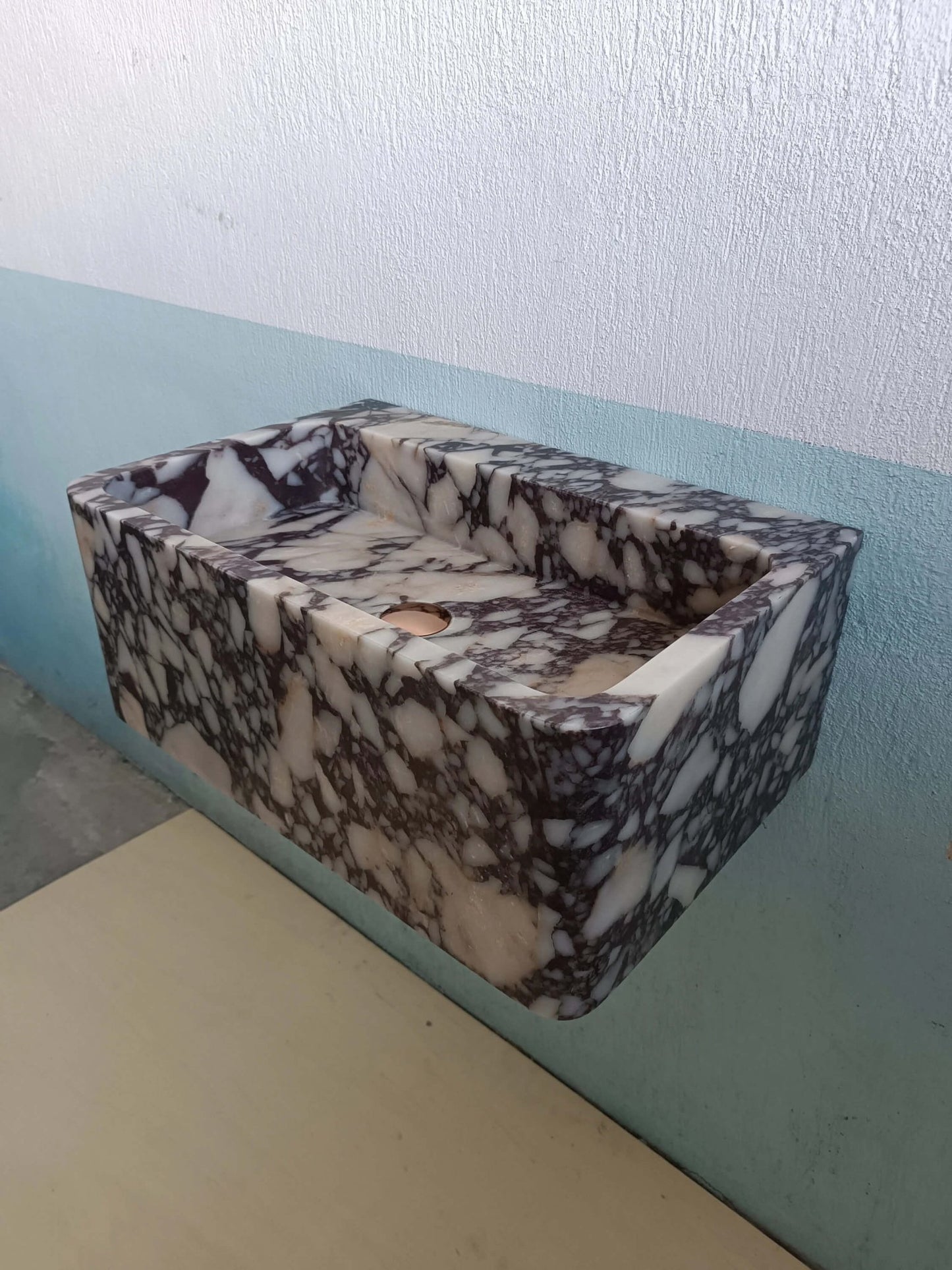 Marble sink wall mount, Floating marble sink, Custom marble sink, Powder room sink, Bathroom sink, Stone sink, Calacatta viola sink - Zeus Marble