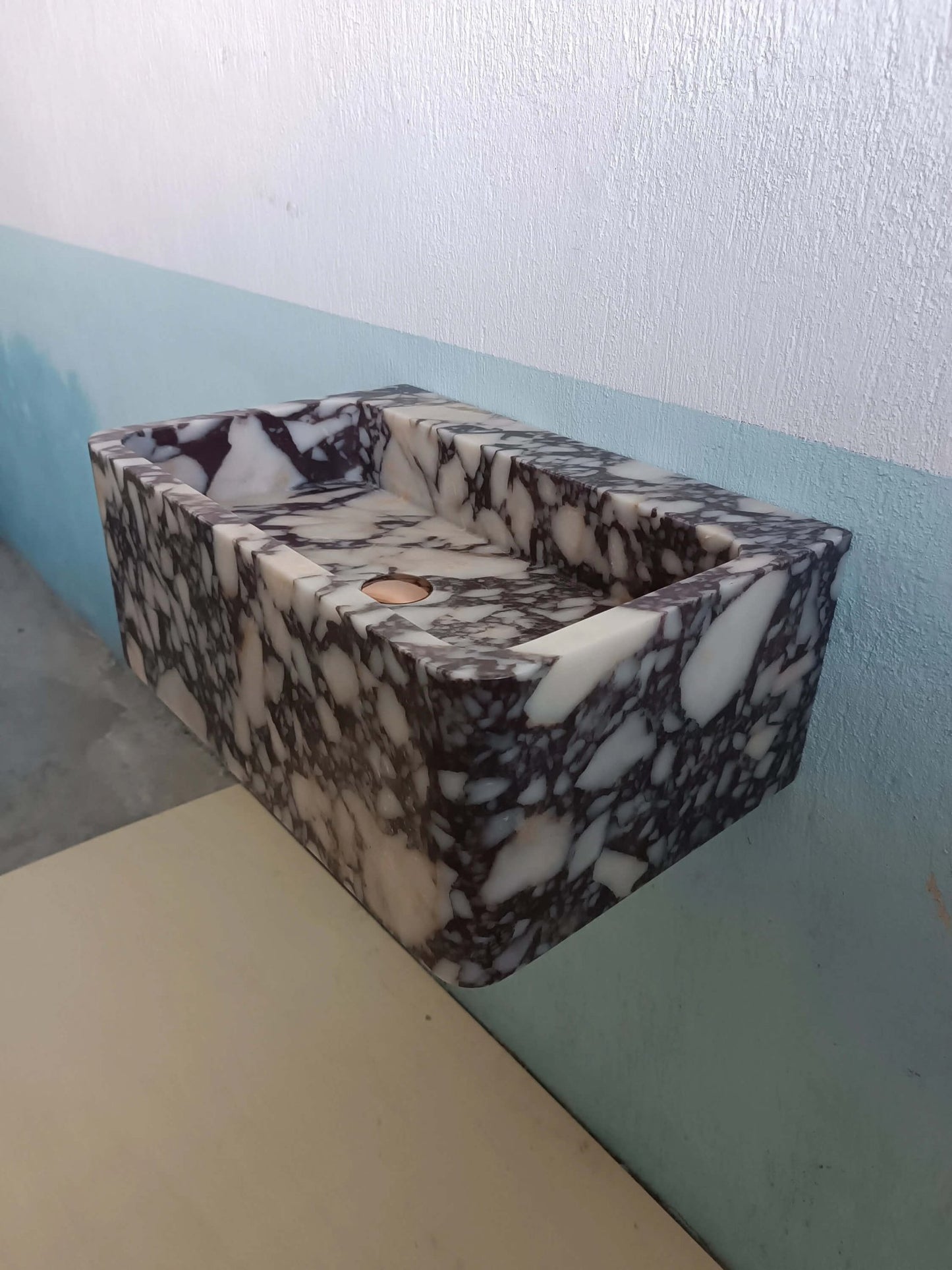 Marble sink wall mount, Floating marble sink, Custom marble sink, Powder room sink, Bathroom sink, Stone sink, Calacatta viola sink - Zeus Marble