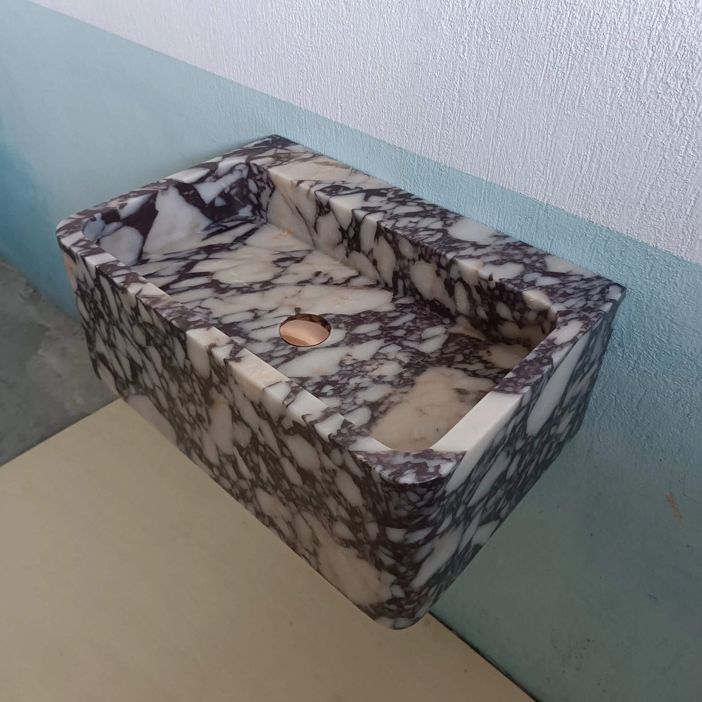 Marble sink wall mount, Floating marble sink, Custom marble sink, Powder room sink, Bathroom sink, Stone sink, Calacatta viola sink - Zeus Marble