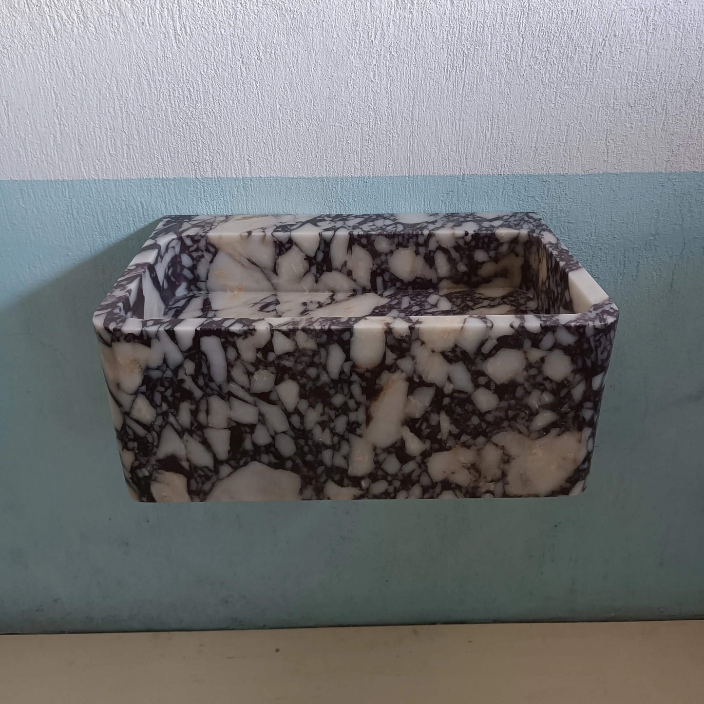 Marble sink wall mount, Floating marble sink, Custom marble sink, Powder room sink, Bathroom sink, Stone sink, Calacatta viola sink - Zeus Marble