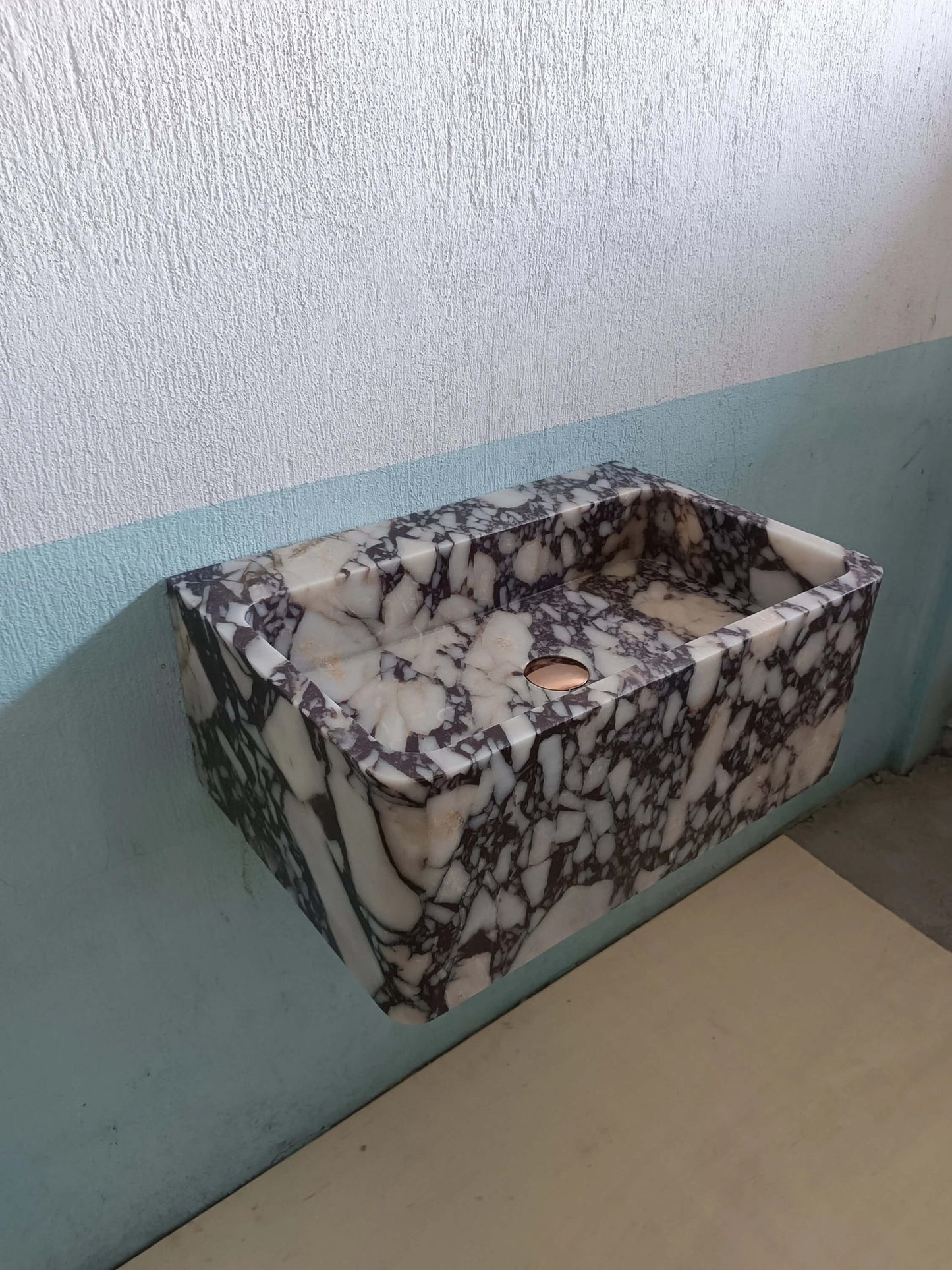 Marble sink wall mount, Floating marble sink, Custom marble sink, Powder room sink, Bathroom sink, Stone sink, Calacatta viola sink - Zeus Marble
