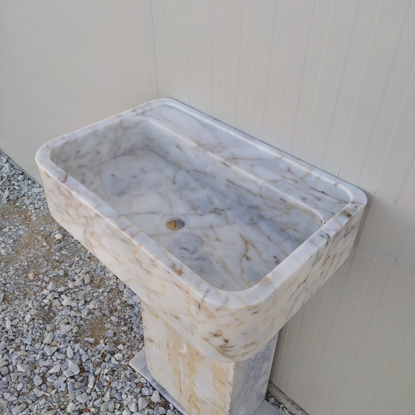 Ready to ship sink, Gold Marble Sink, 24 inch Floating Vanity, Wall Mount Marble Sink Bathroom, Marble Vanity Gold Calacatta, Stone Sink - Zeus Marble