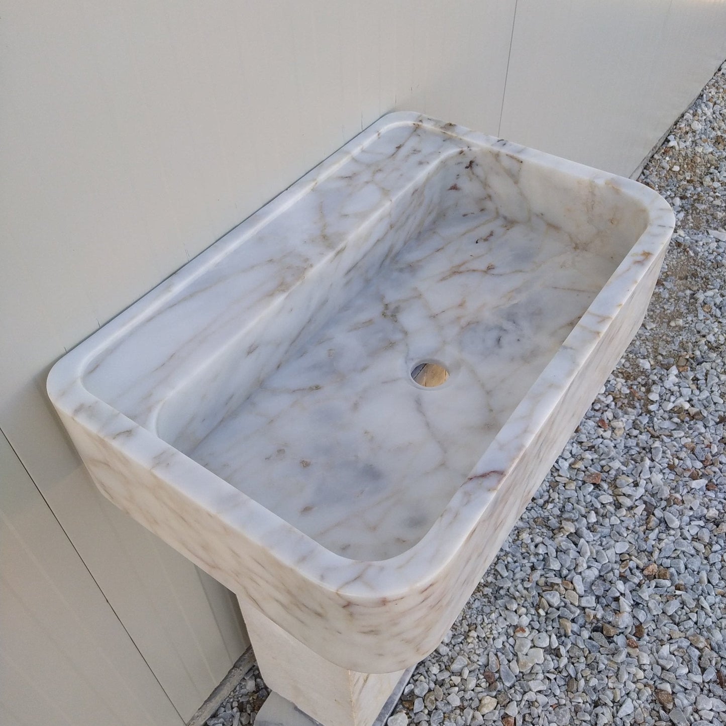 Ready to ship sink, Gold Marble Sink, 24 inch Floating Vanity, Wall Mount Marble Sink Bathroom, Marble Vanity Gold Calacatta, Stone Sink - Zeus Marble