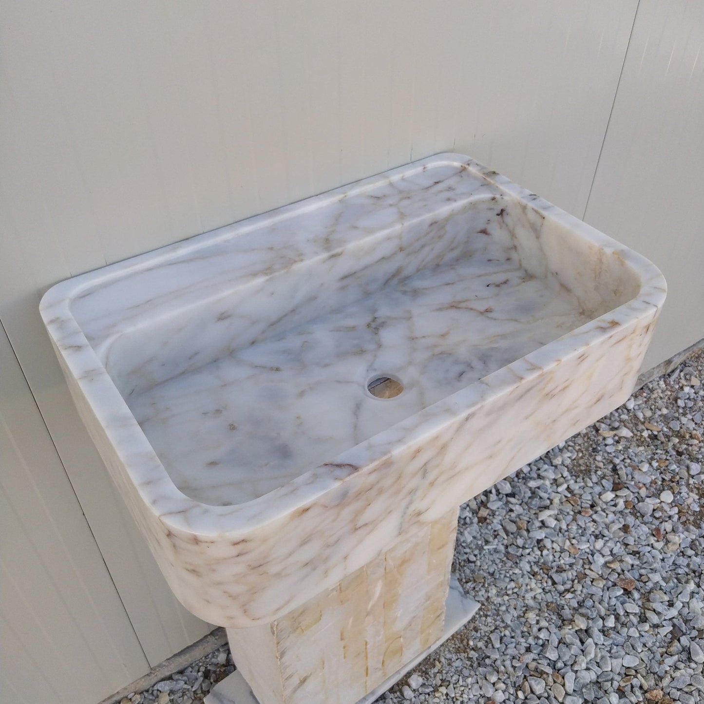 Ready to ship sink, Gold Marble Sink, 24 inch Floating Vanity, Wall Mount Marble Sink Bathroom, Marble Vanity Gold Calacatta, Stone Sink - Zeus Marble