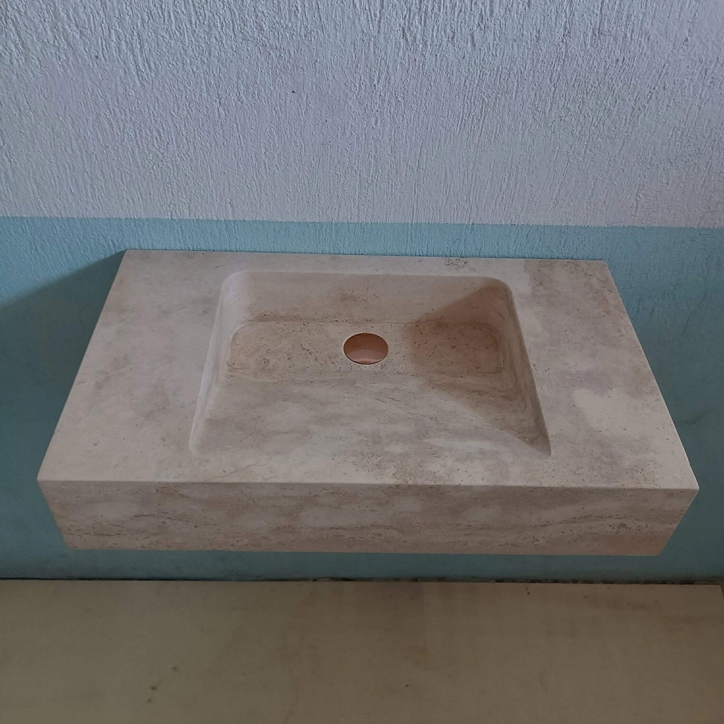 Travertine Marble Sink, Stone Sink Wall Mount, Bathroom Vanity Sink, Custom Travertine Sink, Powder room vanity, Wall hung Travertine Basin - Zeus Marble