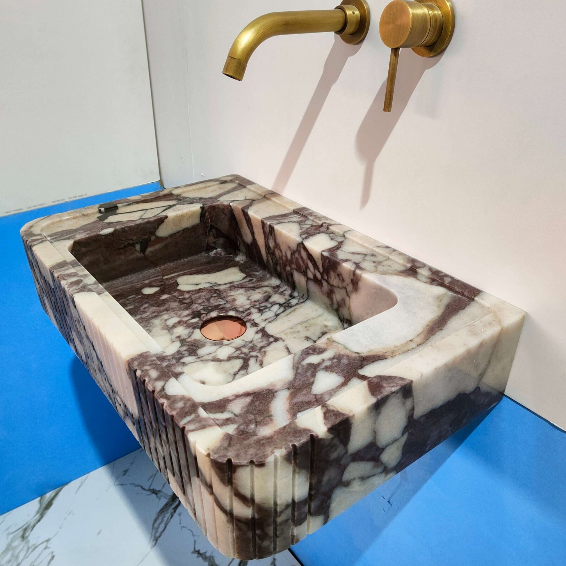 Bathroom sink viola marble, carve stone sink, calacatta marble basin, custom sink, vanity sink powder room sink wall sink console sink bath - Zeus Marble