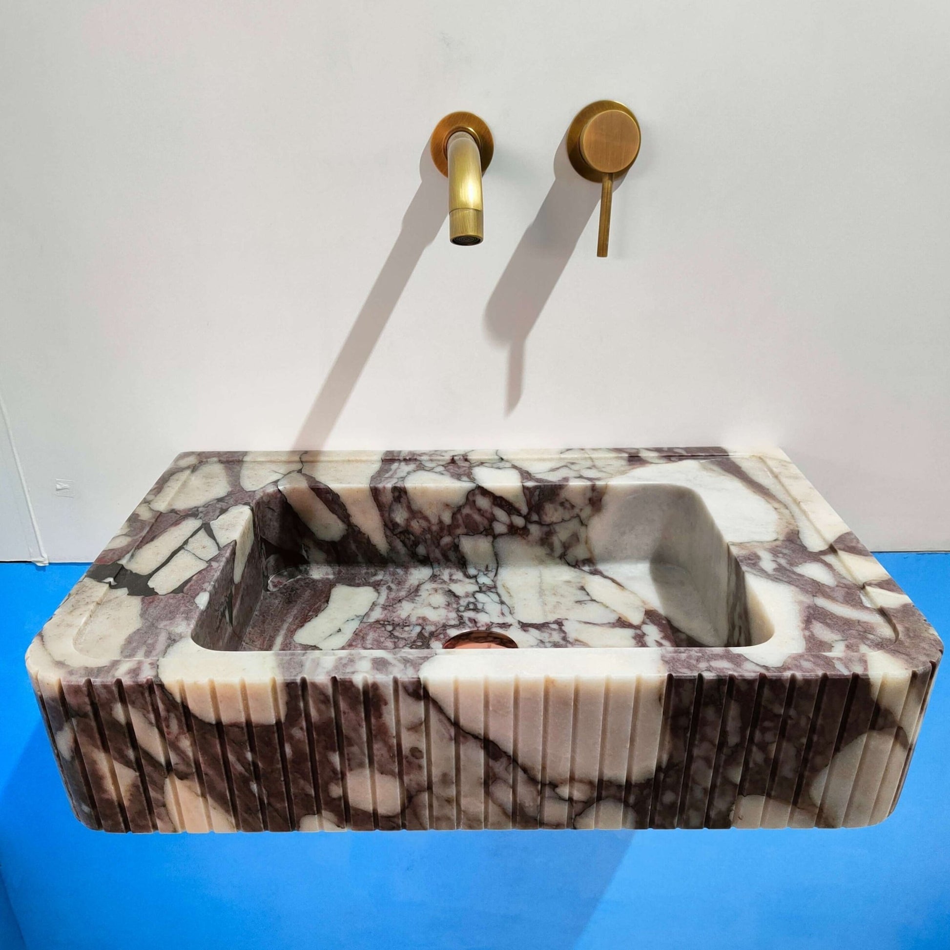 Bathroom sink viola marble, carve stone sink, calacatta marble basin, custom sink, vanity sink powder room sink wall sink console sink bath - Zeus Marble