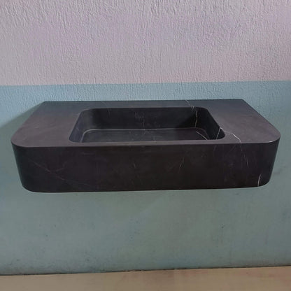 Black Marble Floating Sink, Black Stone Custom Sink, Black Marble Console Sink, Black Marble Basin, Black Floating Vanity, Black Stone Sink - Zeus Marble