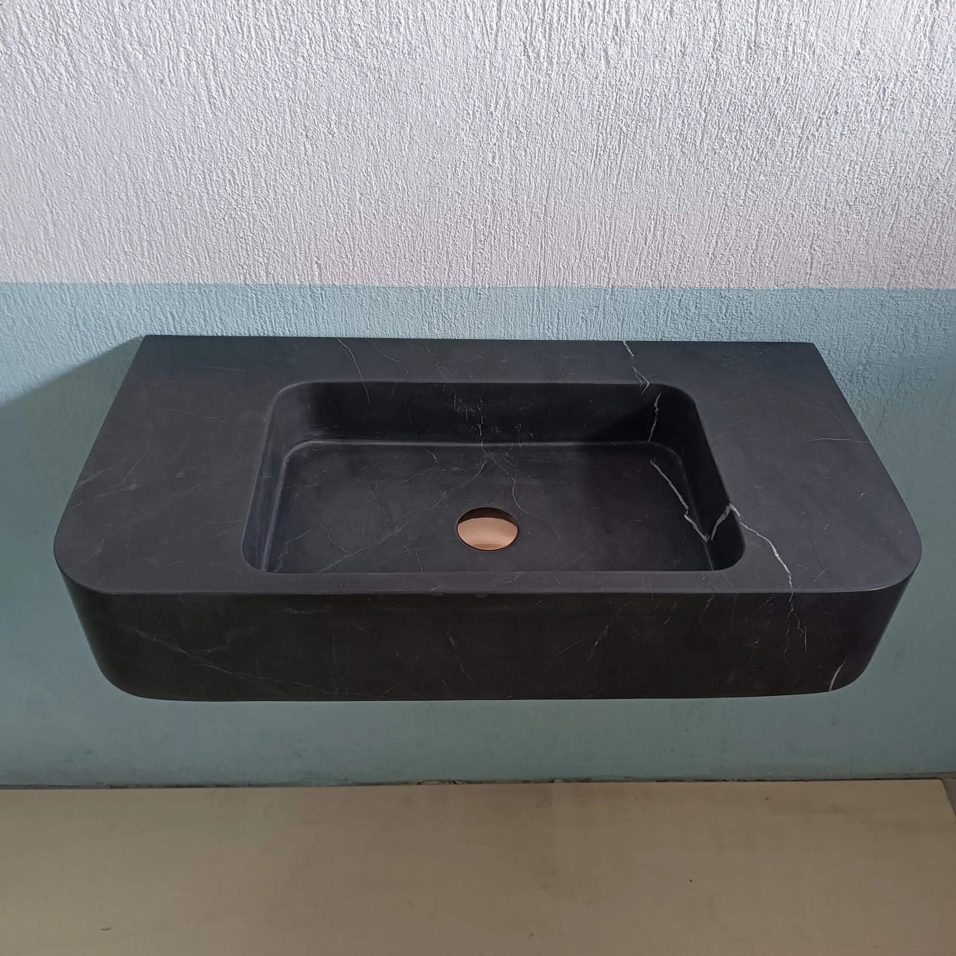 Black Marble Floating Sink, Black Stone Custom Sink, Black Marble Console Sink, Black Marble Basin, Black Floating Vanity, Black Stone Sink - Zeus Marble