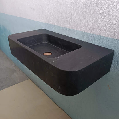 Black Marble Floating Sink, Black Stone Custom Sink, Black Marble Console Sink, Black Marble Basin, Black Floating Vanity, Black Stone Sink - Zeus Marble