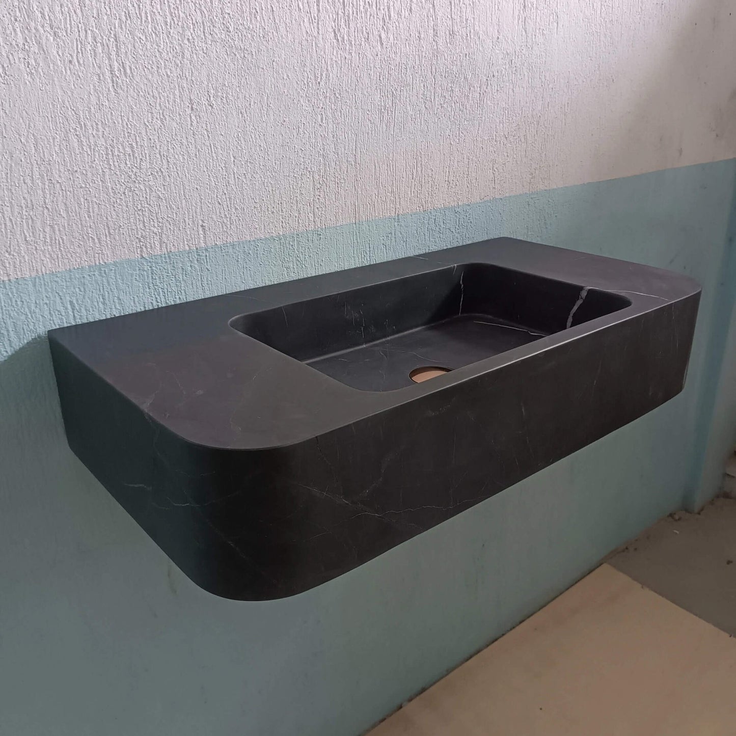 Black Marble Floating Sink, Black Stone Custom Sink, Black Marble Console Sink, Black Marble Basin, Black Floating Vanity, Black Stone Sink - Zeus Marble
