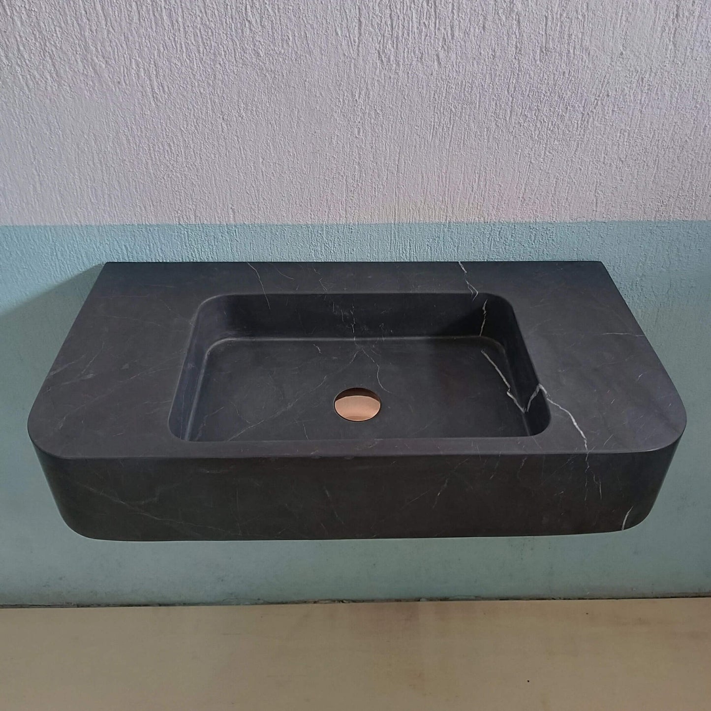 Black Marble Floating Sink, Black Stone Custom Sink, Black Marble Console Sink, Black Marble Basin, Black Floating Vanity, Black Stone Sink - Zeus Marble
