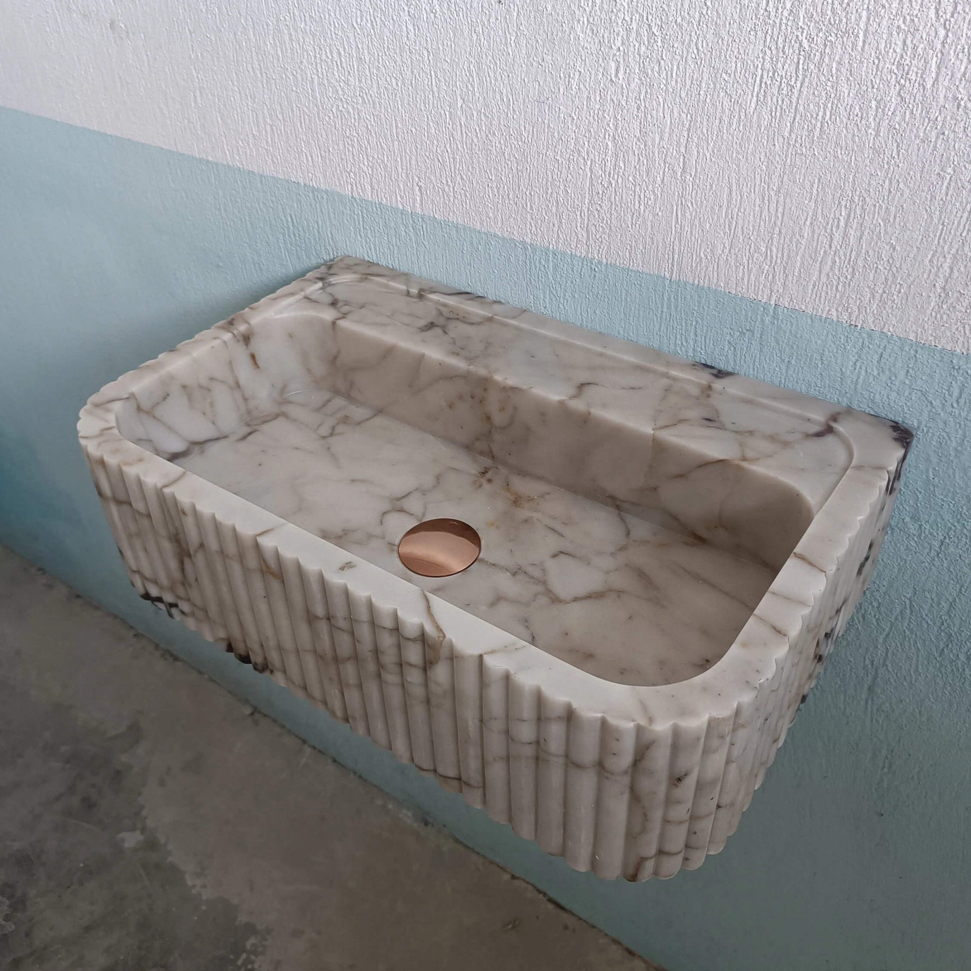 Calacatta Gold Marble Flute Custom Sink - Zeus Marble