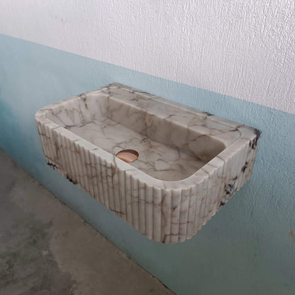 Calacatta Gold Marble Flute Custom Sink - Zeus Marble