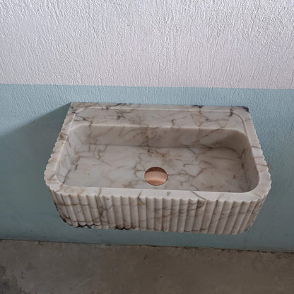 Calacatta Gold Marble Flute Custom Sink - Zeus Marble
