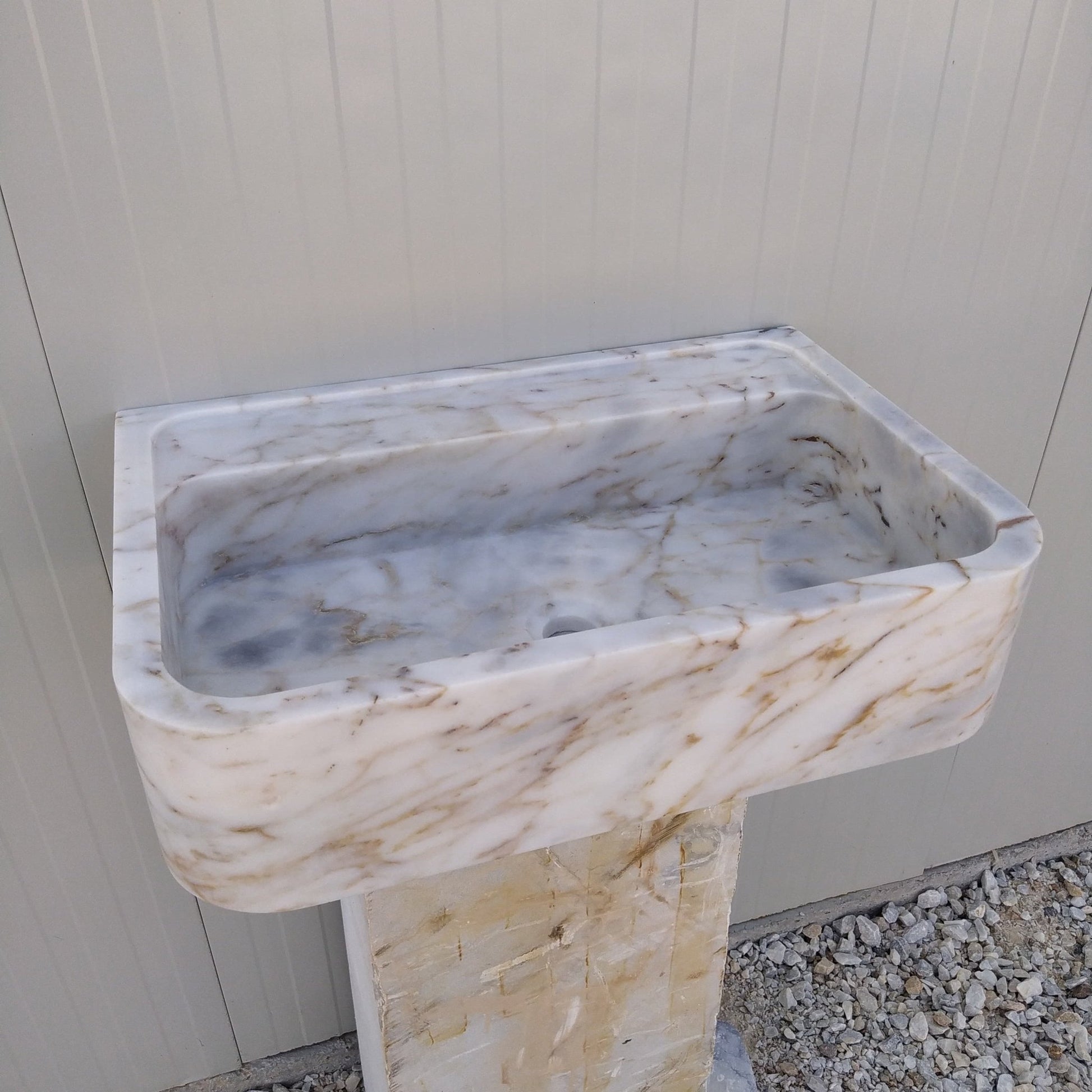 Calacatta Gold Sink, Wall Mount Vanity, Wall Hung Marble Sink, Gold Marble Vanity Sink, Stone Sink Wall Mount, Floating Stone Sink, Basin - Zeus Marble