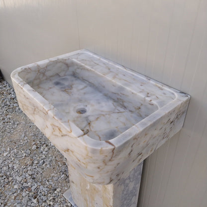 Calacatta Gold Sink, Wall Mount Vanity, Wall Hung Marble Sink, Gold Marble Vanity Sink, Stone Sink Wall Mount, Floating Stone Sink, Basin - Zeus Marble