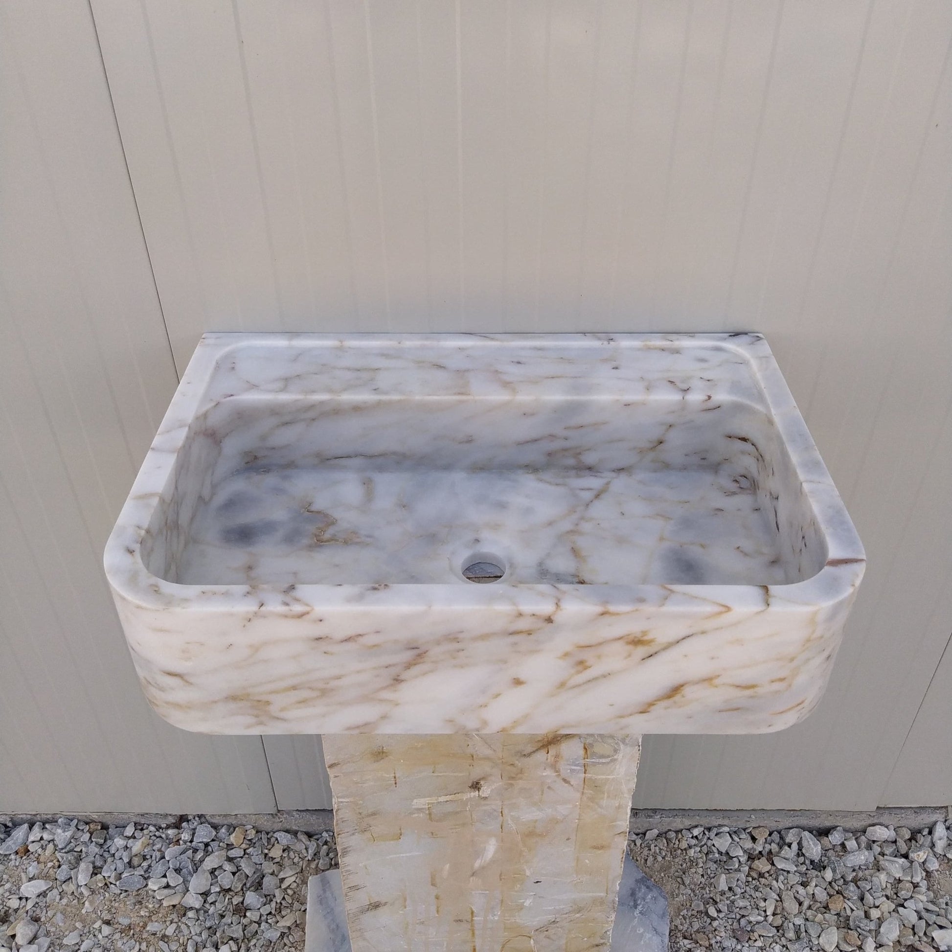 Calacatta Gold Sink, Wall Mount Vanity, Wall Hung Marble Sink, Gold Marble Vanity Sink, Stone Sink Wall Mount, Floating Stone Sink, Basin - Zeus Marble