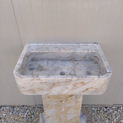 Calacatta Gold Sink, Wall Mount Vanity, Wall Hung Marble Sink, Gold Marble Vanity Sink, Stone Sink Wall Mount, Floating Stone Sink, Basin - Zeus Marble